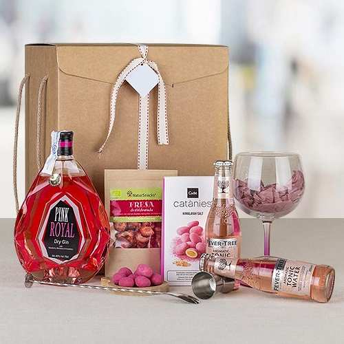 Pink Gin Gift Hamper-Gift For First Marriage Anniversary