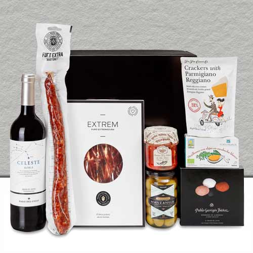 Christmas Savory N Sweet Gourmet Box-Send Holiday Wine Gift Basket With Gourmet Delicacies