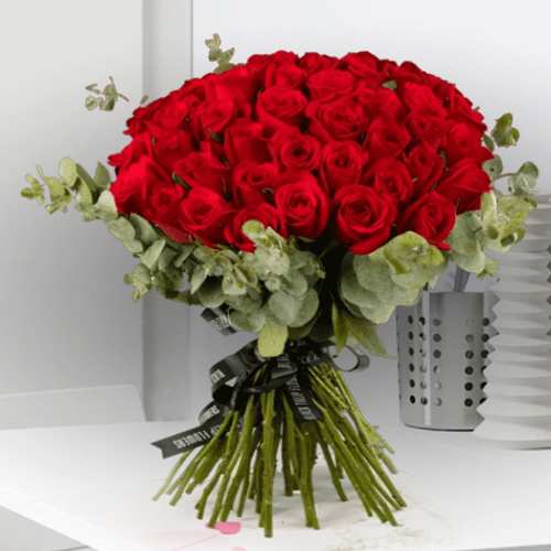 50 Red Rose Bouquet-Send Luxury Valentine’s Roses Bouquet