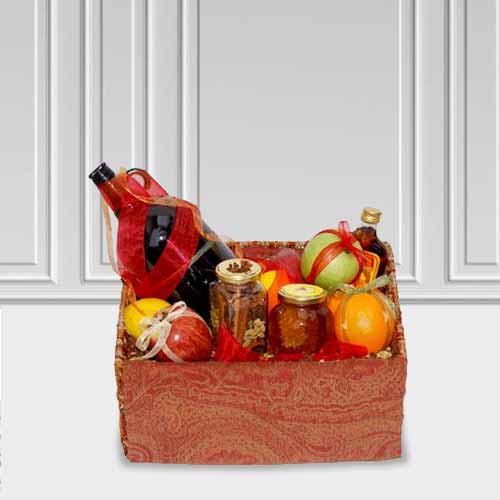 Fruity Wine Basket - Fruits And Wine Basket Delivery