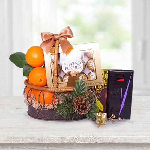 Basket Of Indulgence - Chocolate Fruit Basket Delivery Spain