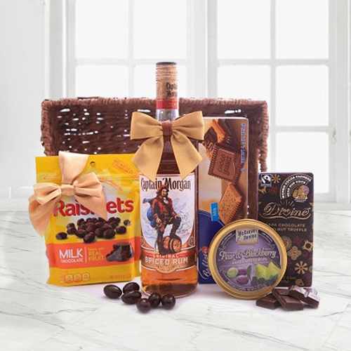 Captain Morgan Rum Sweet Gift-Dad Gift Basket Ideas Send To Spain