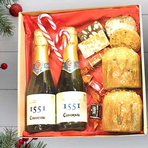 Double Christmas Toast Box-Holiday Wine Gift Box For Couples Delivered In Gipuzkoa